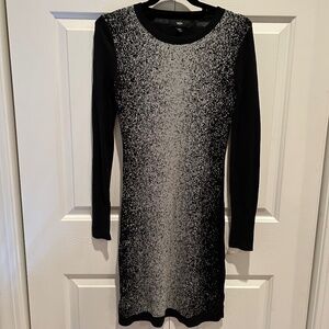 Black & Gray Fitted Sweater Dress
